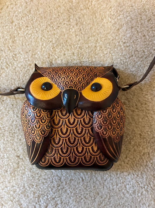 Kids Leather Owl Bag